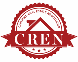A red seal that says cren certified real estate negotiator.